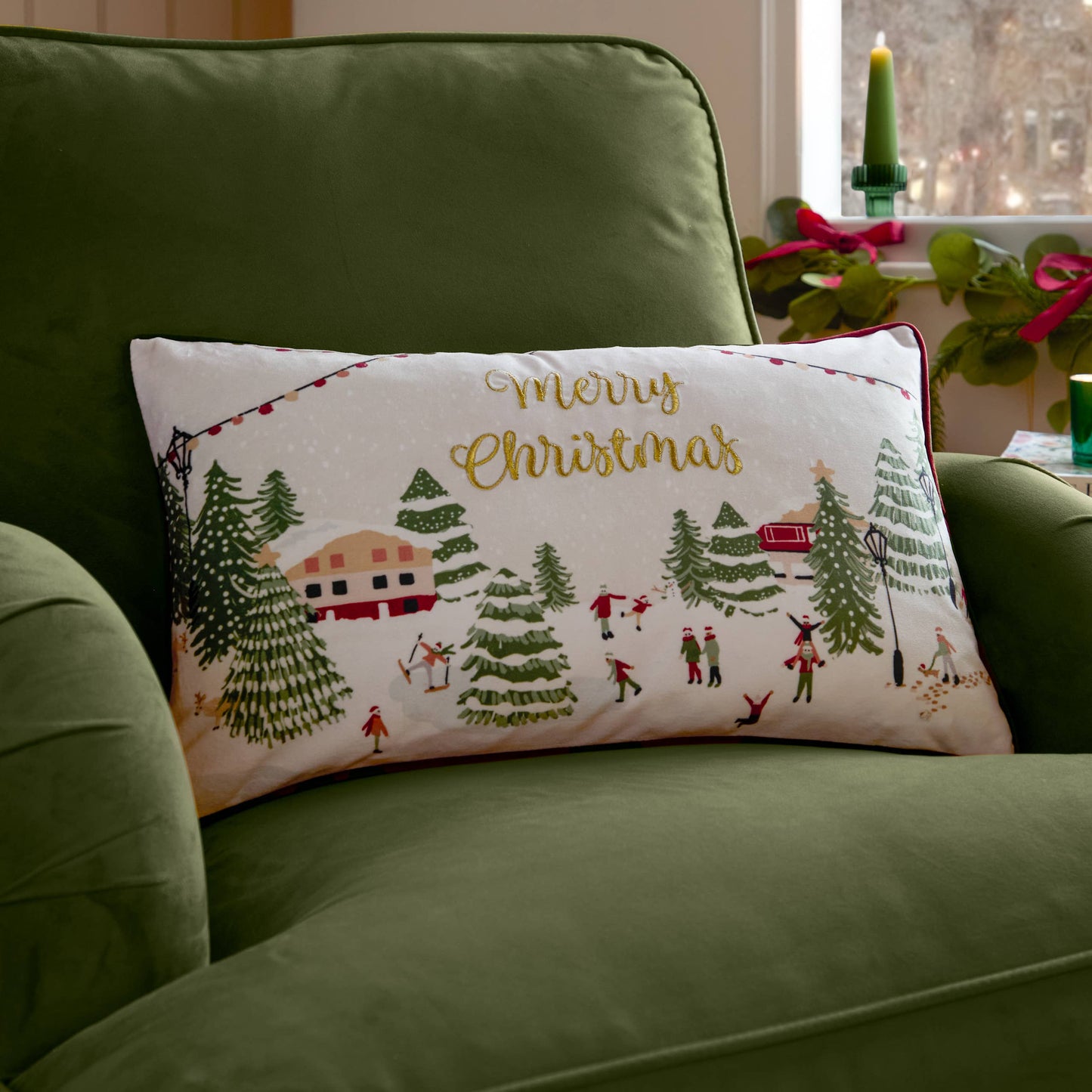 Dekokissen Weihnachten "Merry Christmas" Samtkissen 30x50 cm Winter