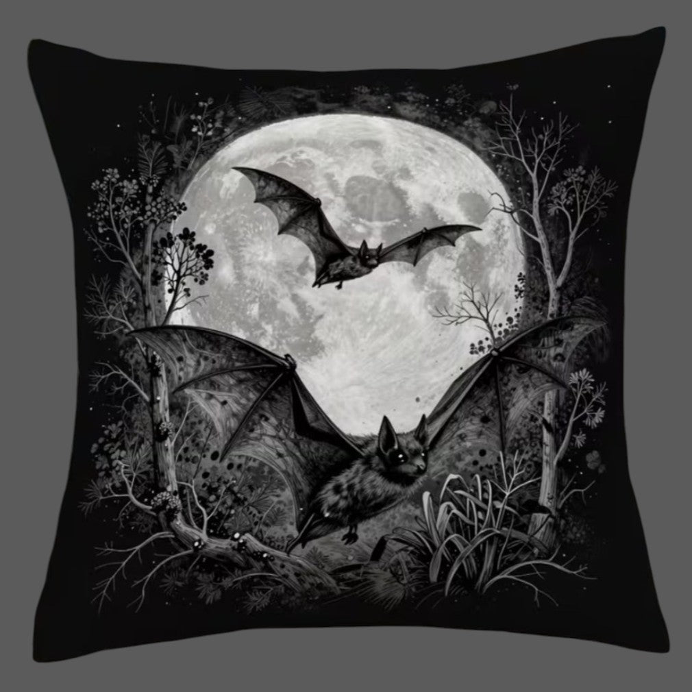 Fledermäuse im Mondschein Gothic Kissen schwarz-grau Dekokoissen 45 x 45 cm