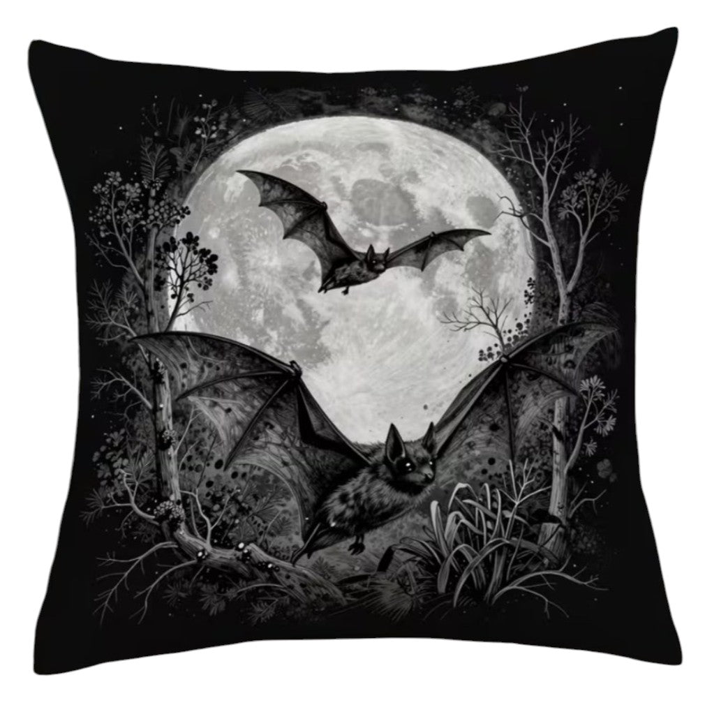 Fledermäuse im Mondschein Gothic Kissen schwarz-grau Dekokoissen 45 x 45 cm