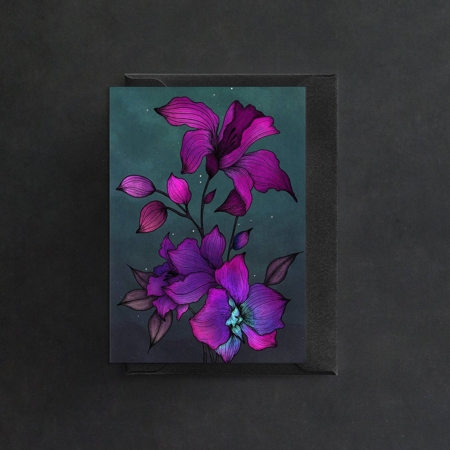 Violette Orchideen - Grußkarte (glänzend)