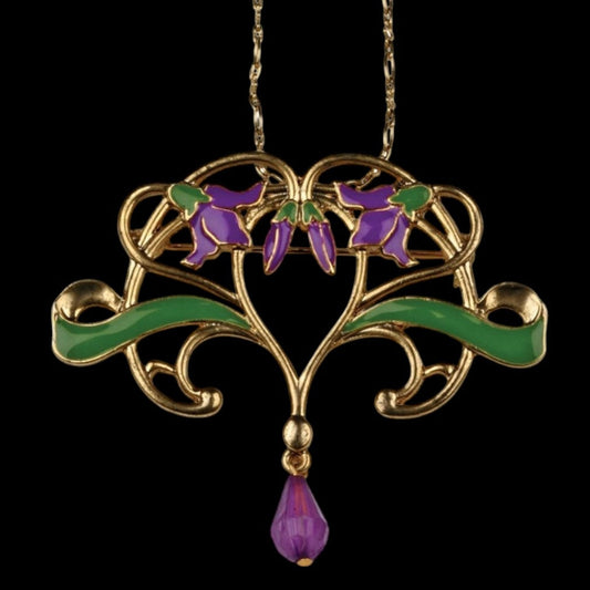 Jugendstil Veilchen Anhänger-Kette – schwarzer Hintergrund