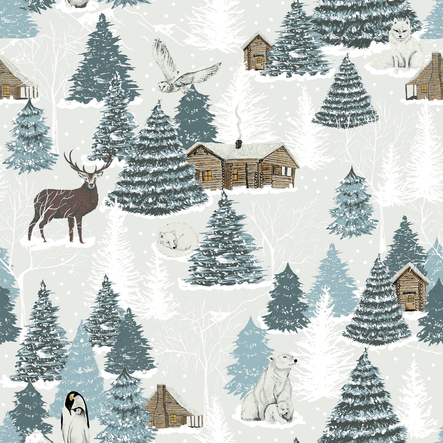 Arcticus Bettwäsche Waldtiere im Winter Wendebettwäsche vintage