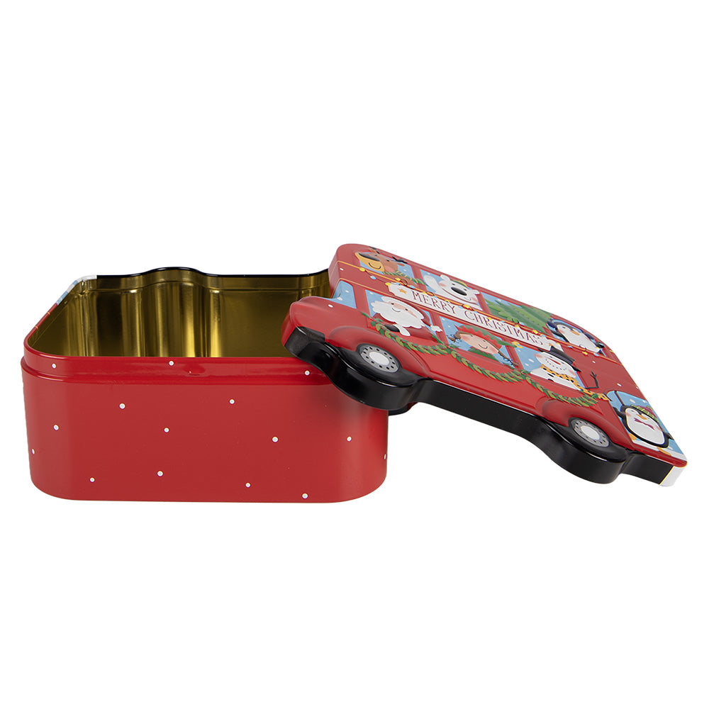 Nostalgische Weihnachts-Blechdose als roter Bus  19x15x7 cm Clayre & Eef
