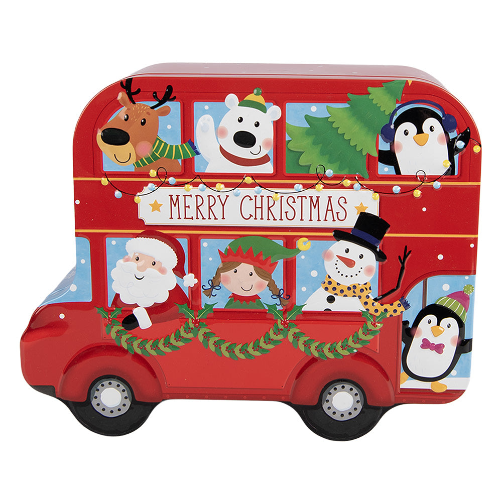 Nostalgische Weihnachts-Blechdose als roter Bus  19x15x7 cm Clayre & Eef