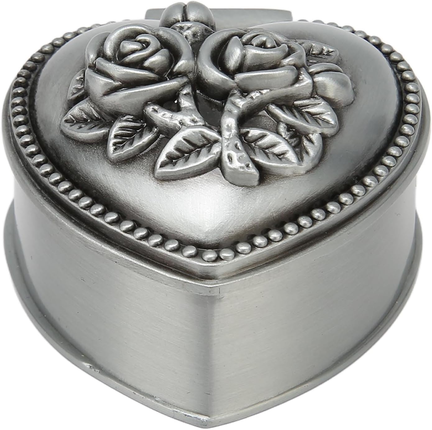 Vintage Schmuckkästchen aus Metall Herz mit Rosen