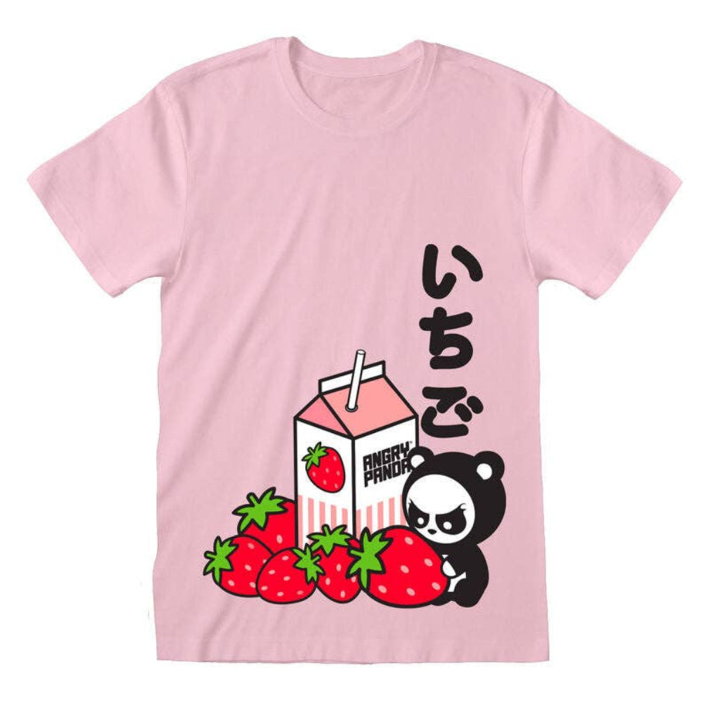 Kawaii T-Shirt "Angry Panda" in rosa 100 % Baumwolle