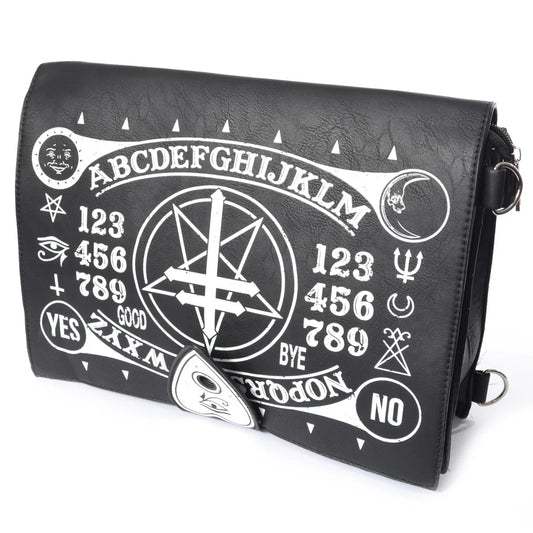 Mystische Gothic Ouija Board Umhängetasche – Schwarz-Weiß