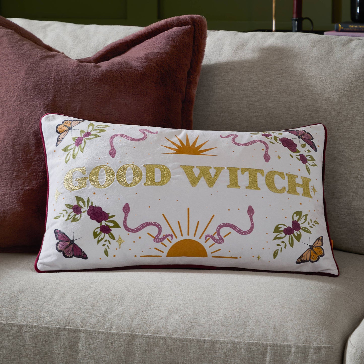 Witchy Deko Hexen Dekokissen Samtkissen "Good Witch" 30 x 50 cm Gothic