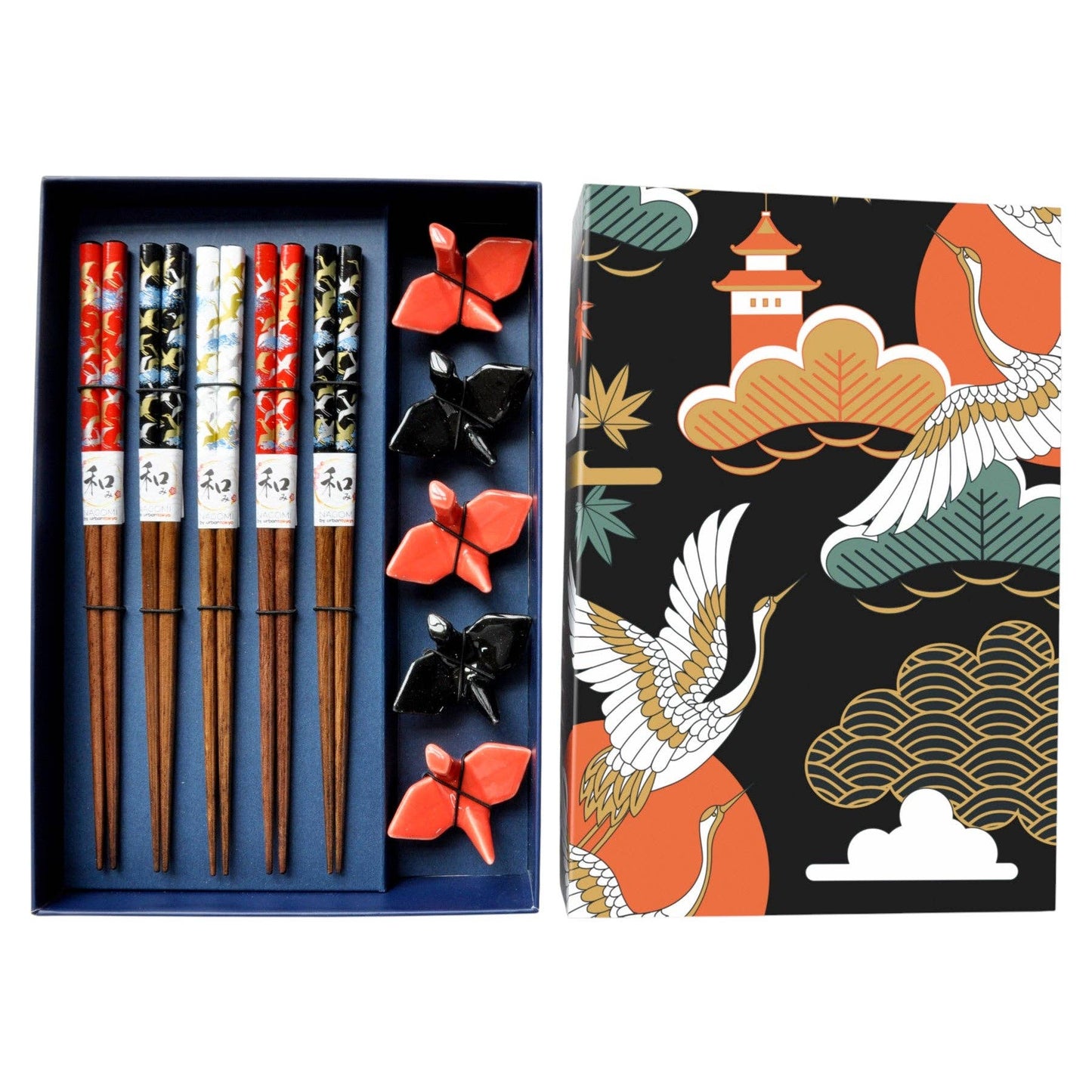 Klassisches Japanisches Essstäbchen-Geschenkset "Kranich"
