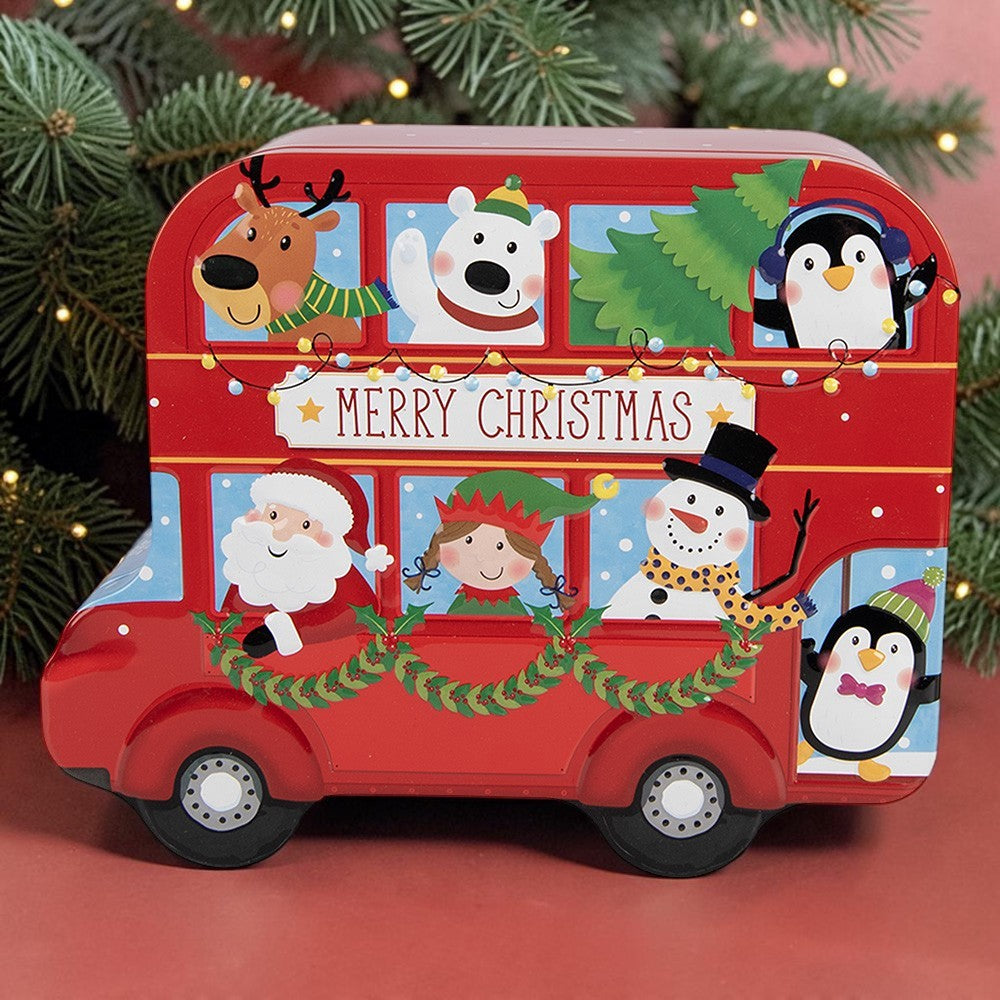Nostalgische Weihnachts-Blechdose als roter Bus  19x15x7 cm Clayre & Eef