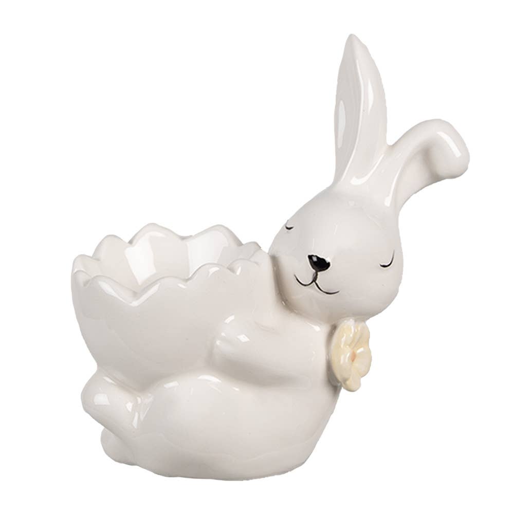 Eierbecher Hase 11 cm weißer vintage Deko für Ostern
