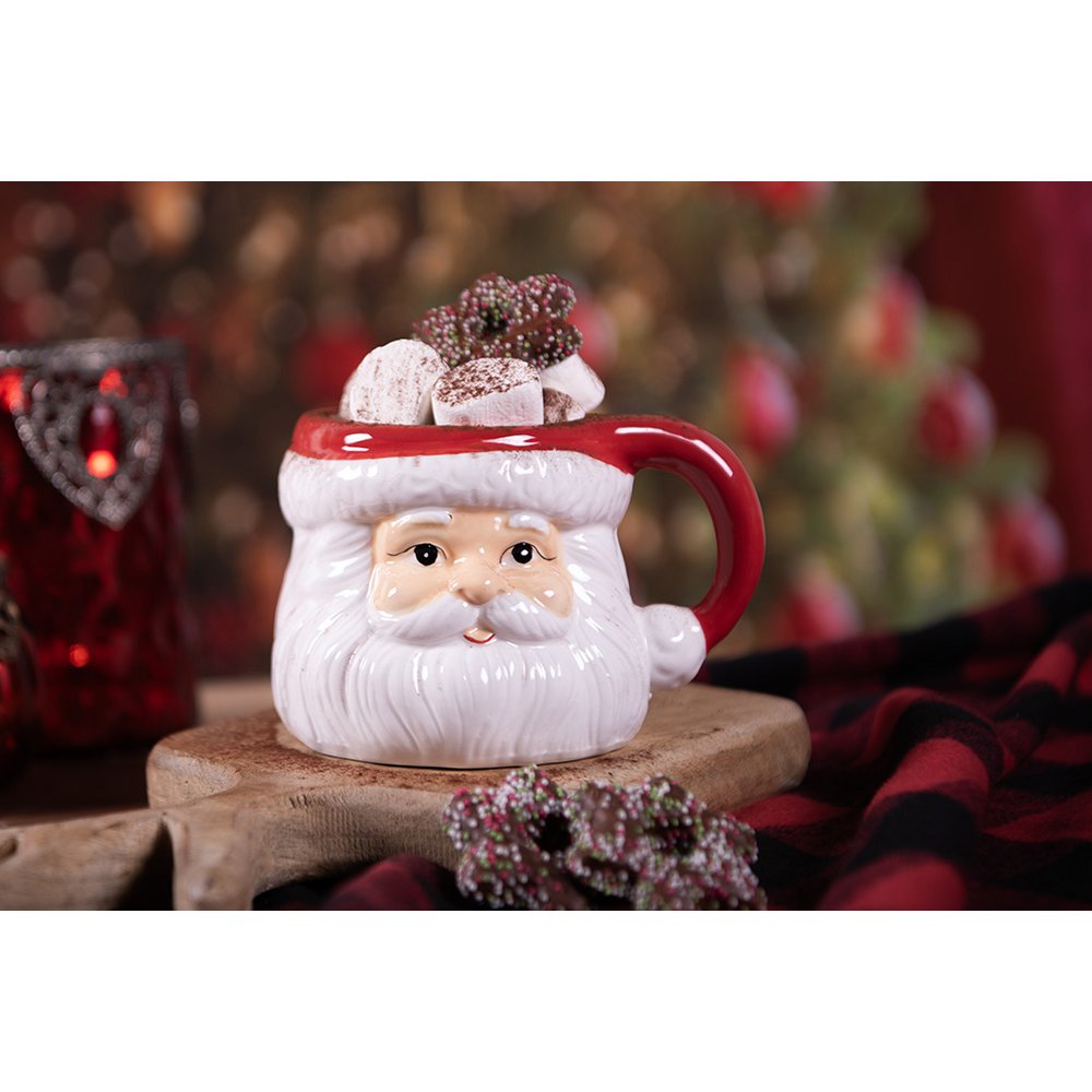 Festliche Weihnachtsmann Tasse 3D vintage Clayre & Eef 400 ml