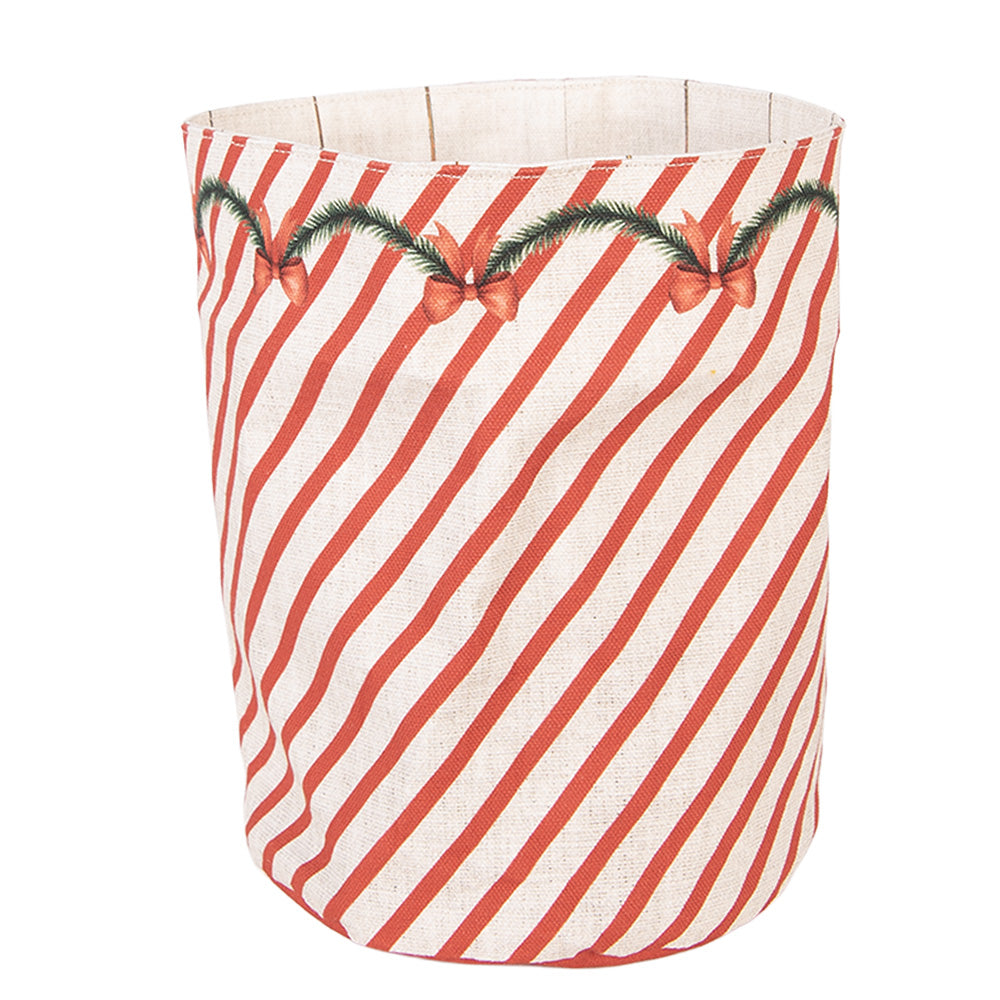 Weihnachtlicher Brotkorb Baumwolle Beige-Rot – Ø 15 × 16 cm