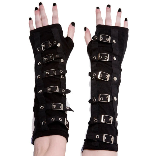 Armstulpen Gothic Punk Poizen Indusries in schwarz Schnallen