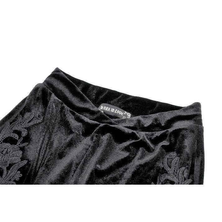 Gothic Samthose in schwarz Rüschen Dark in Love