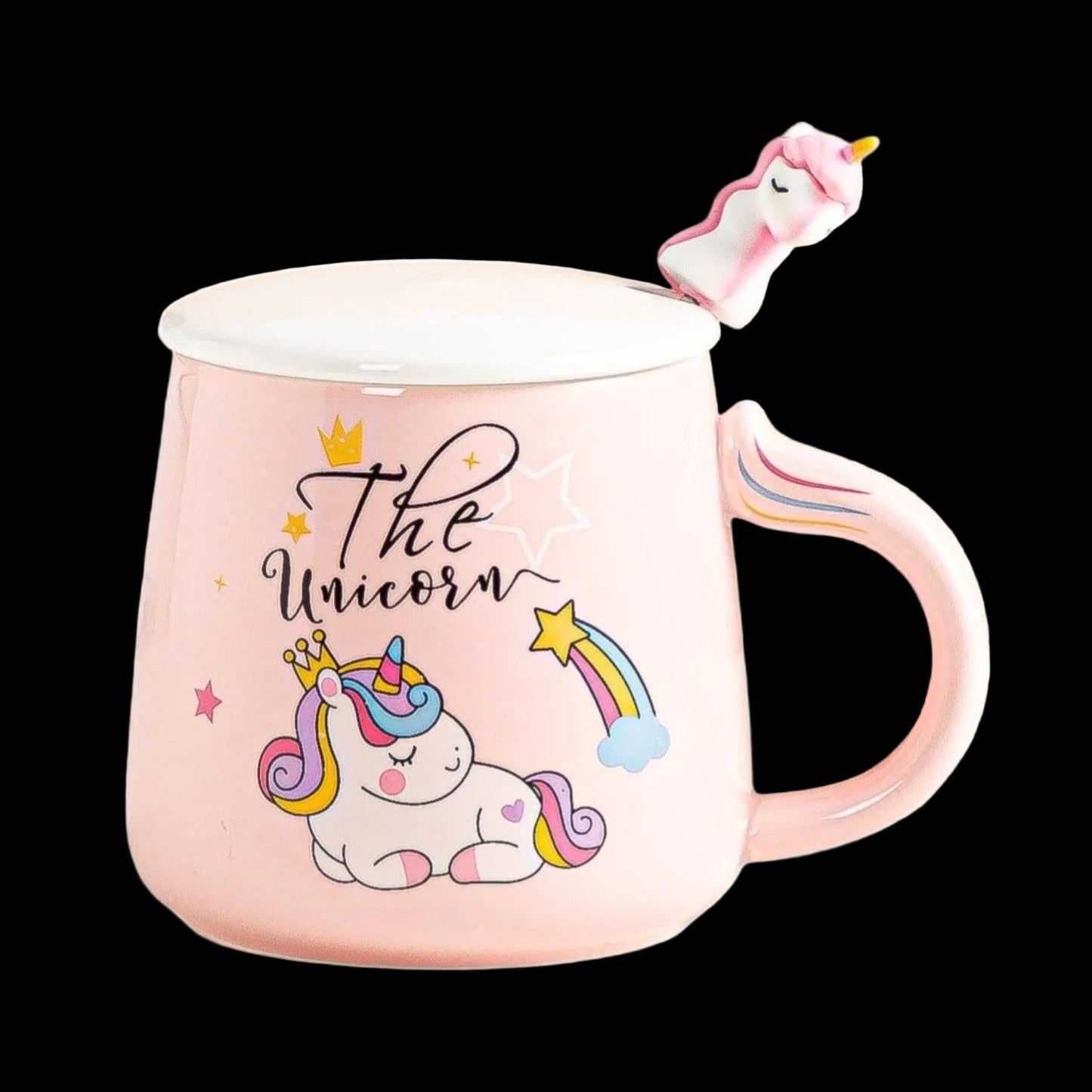 Süße Einhorn Tasse mit Deckel & Löffel Geschenkidee Kinder