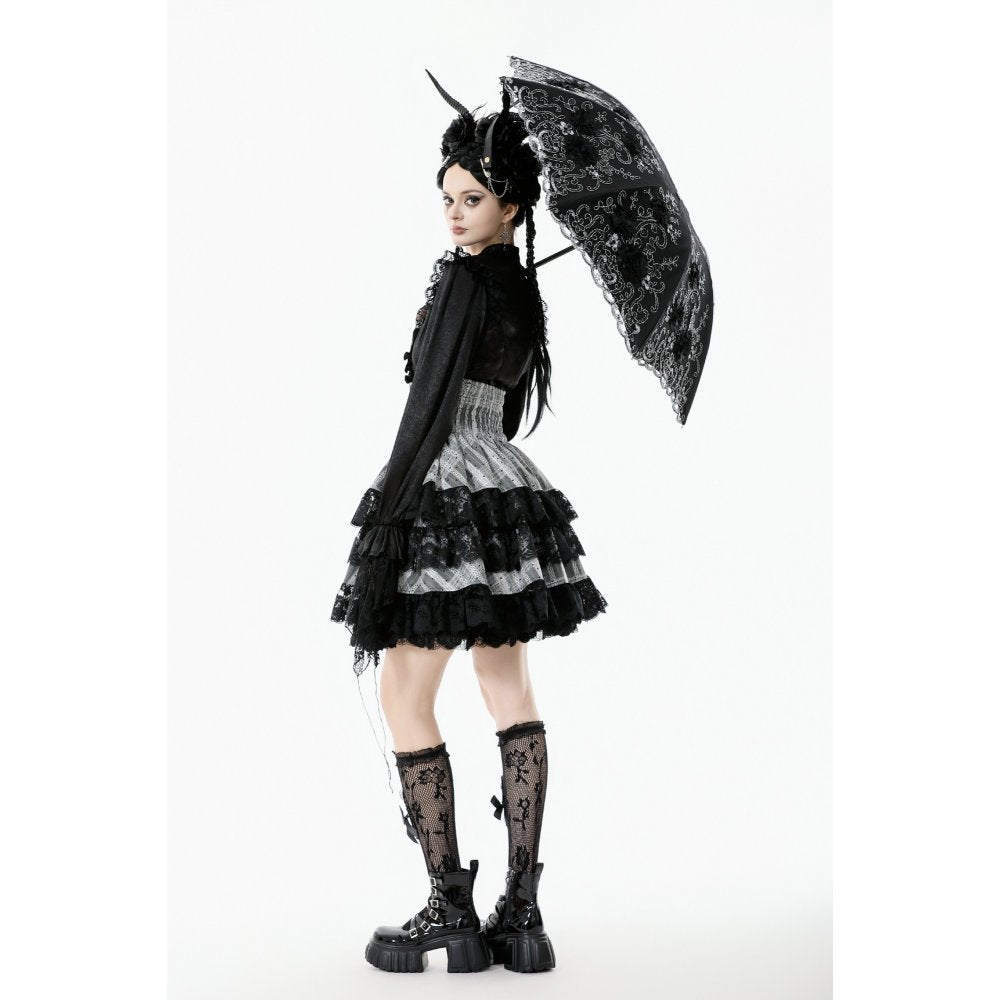 Romantischer Spitzenschirm Hochzeitsschirm schwarz-grau