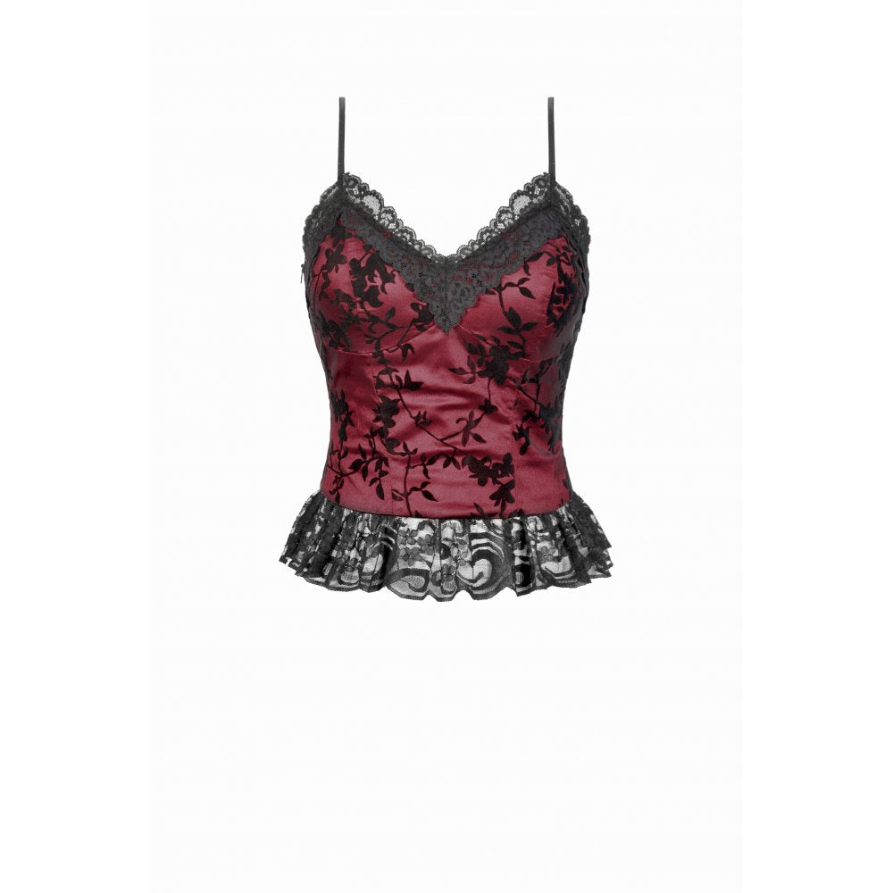 Romantischen Top mit Rosen schwarz-rot Dark in Love