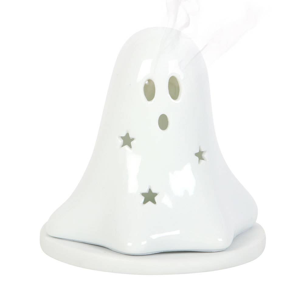 Halloween-Geister-Teelichthalter und Weihrauchkegelhalter aus Keramik