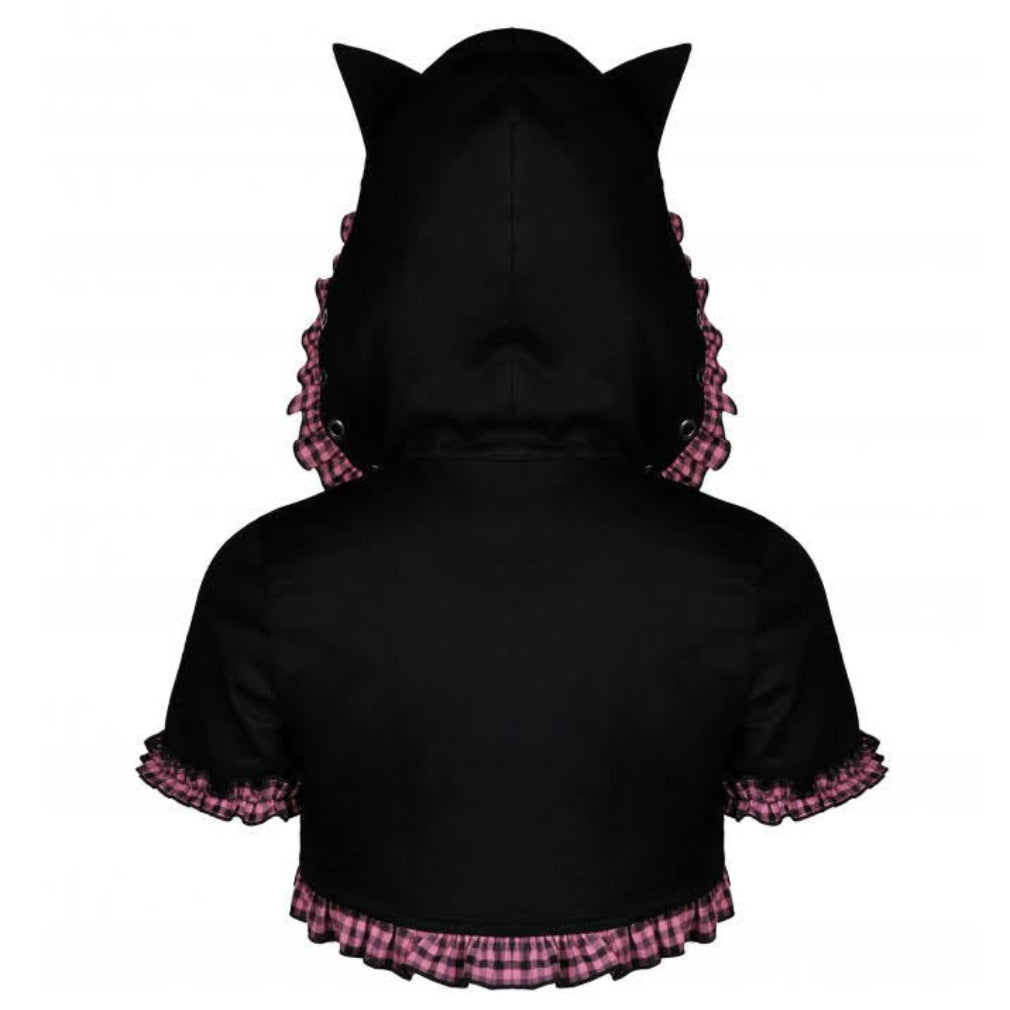 Gothic Kawaii Bolero schwarz-pink mit Katzenohren