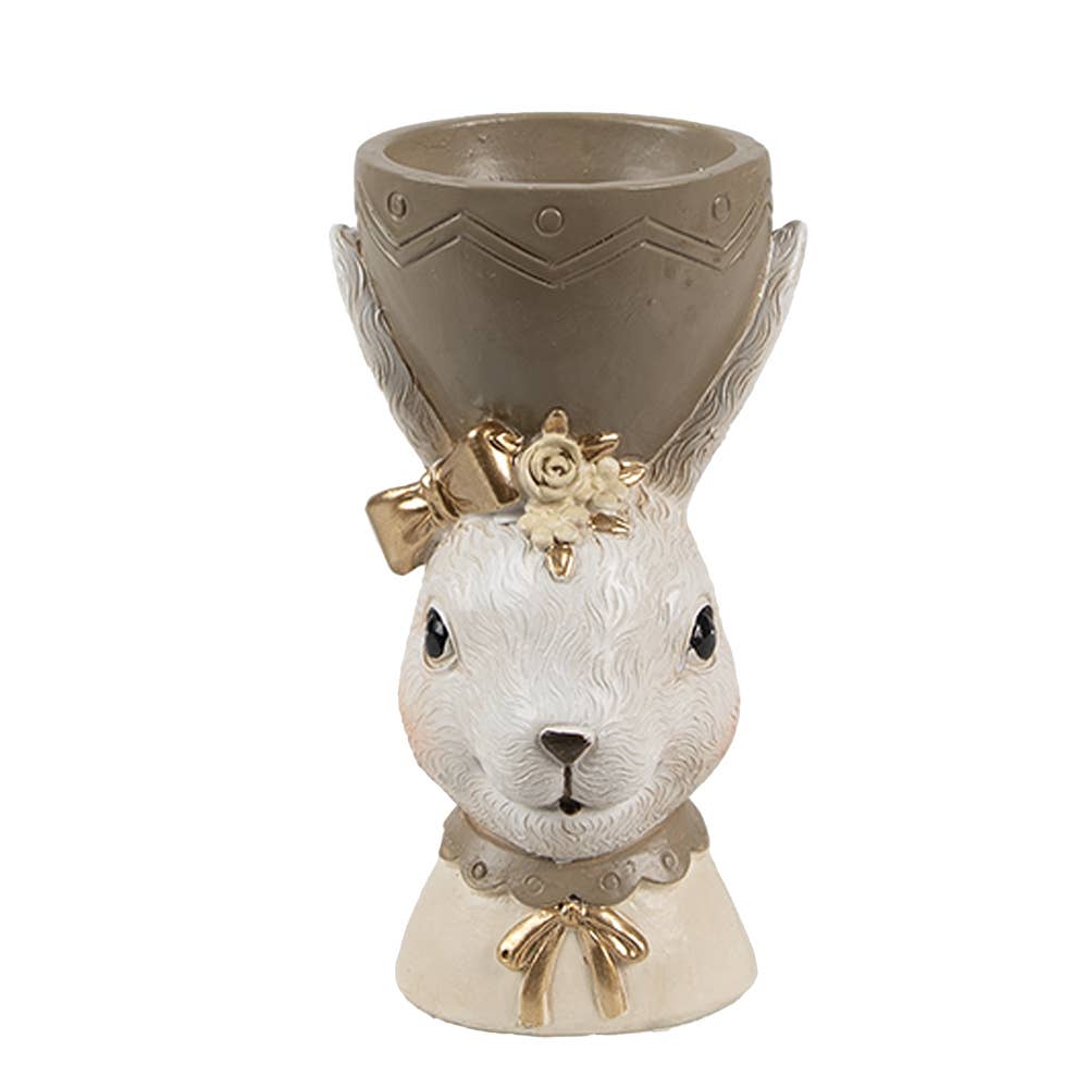 Nostalgischer Eierbecher Hase 7x7x12 cm Beige Kunststoff Ostern