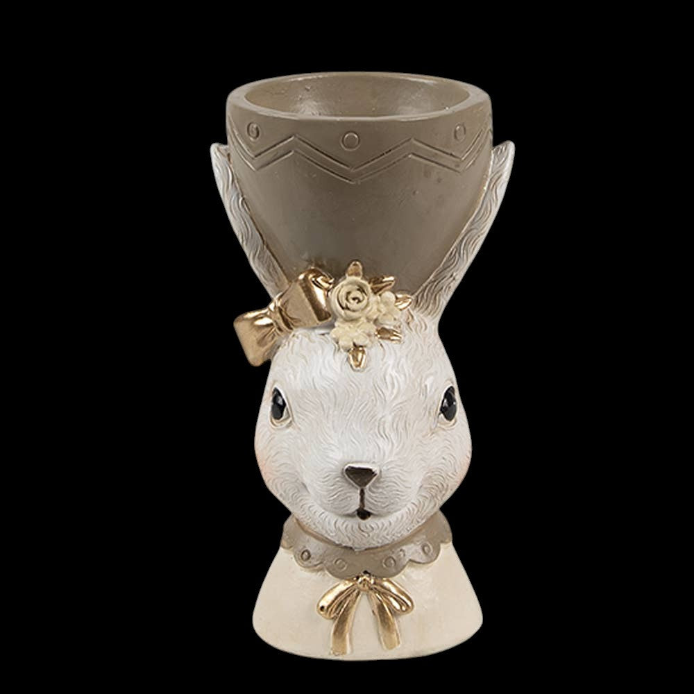 Nostalgischer Eierbecher Hase 7x7x12 cm Beige Kunststoff Ostern