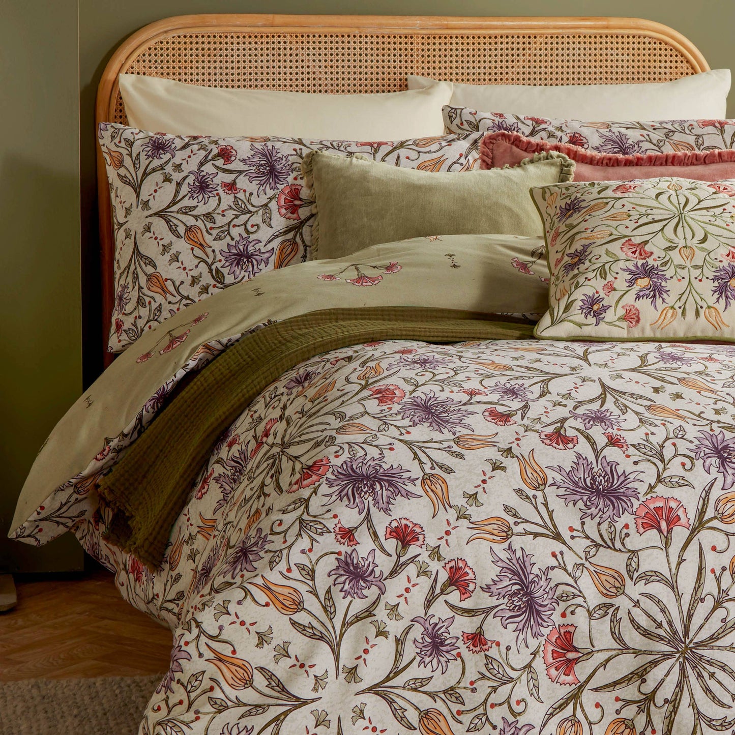Landhaus vintage Bettwäsche Set Blumenmuster "Tilda Floral" Wendebettwäsche
