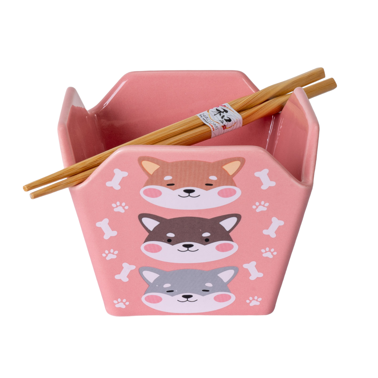 Kawaii Shiba Inu Takeout-Style Servierschüssel mit Essstäbchen