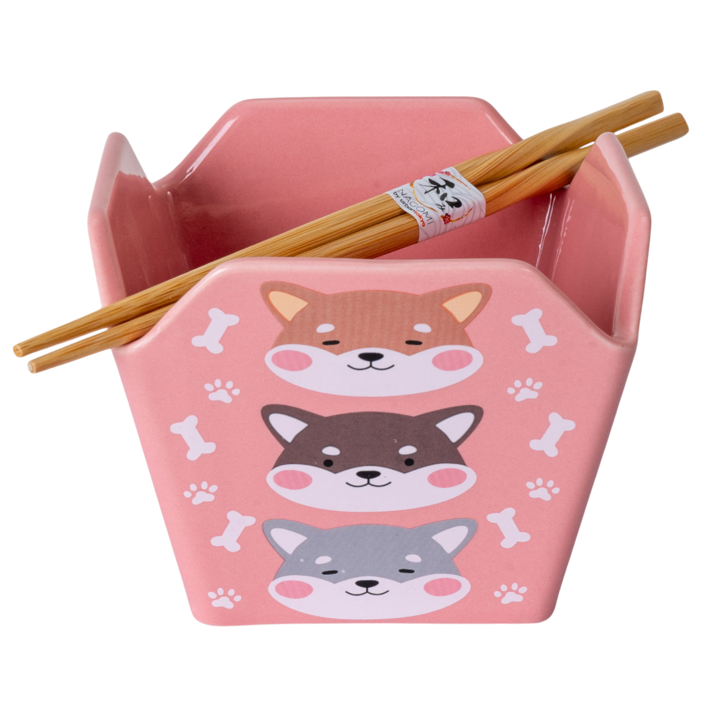 Kawaii Shiba Inu Takeout-Style Servierschüssel mit Essstäbchen