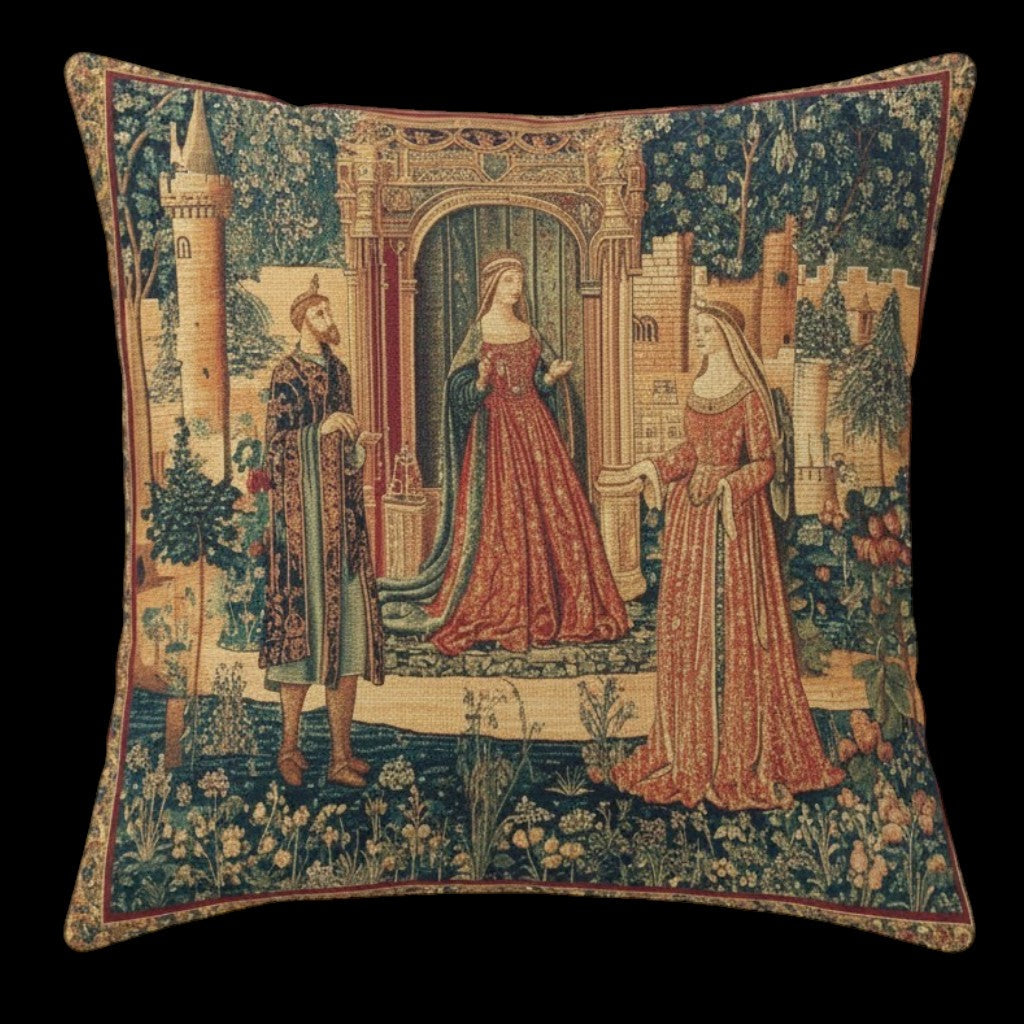 Dekokissen Renaissance Tapisserie – Freisteller schwarzer Hintergrund