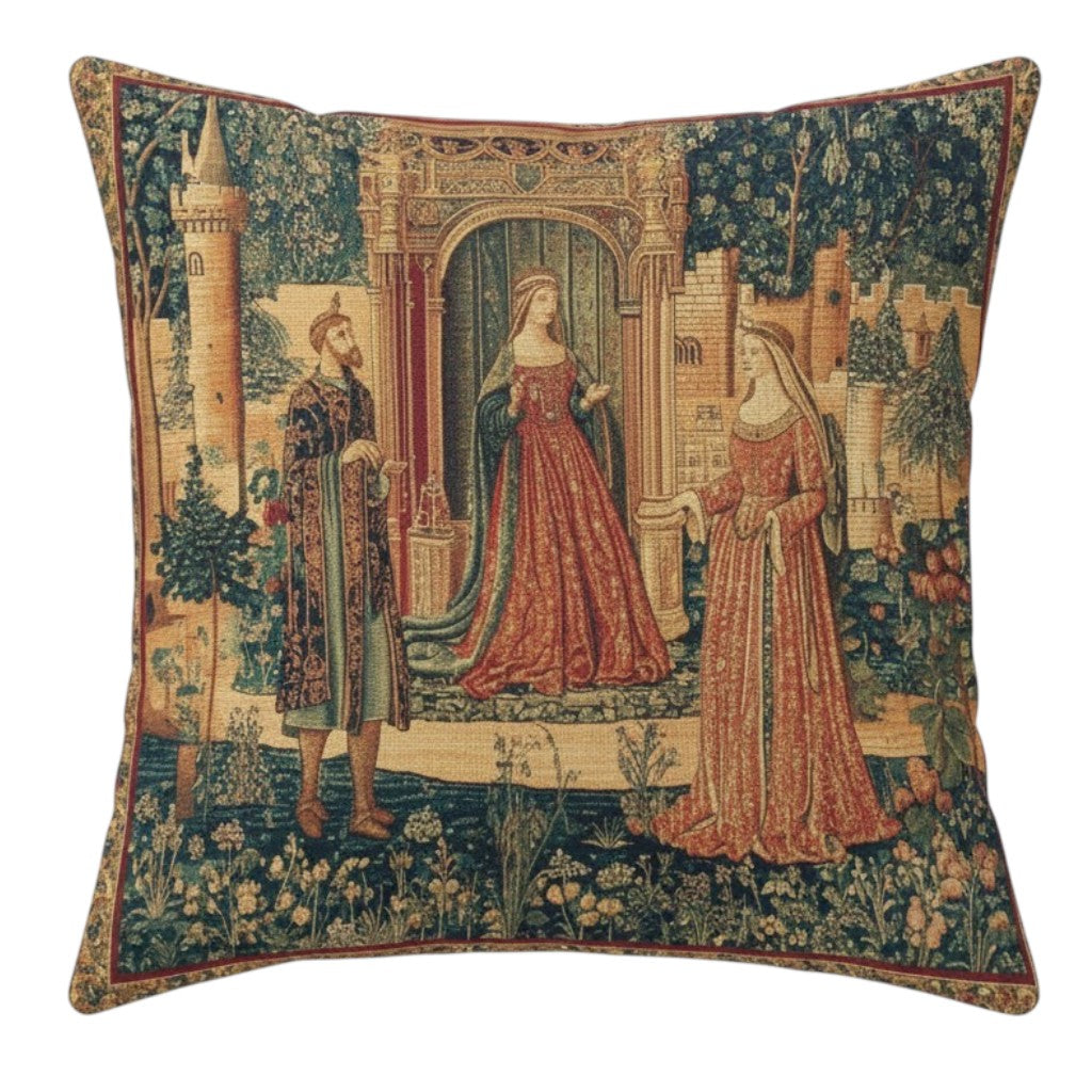 Dekokissen Renaissance Tapisserie – Freisteller weißer Hintergrund