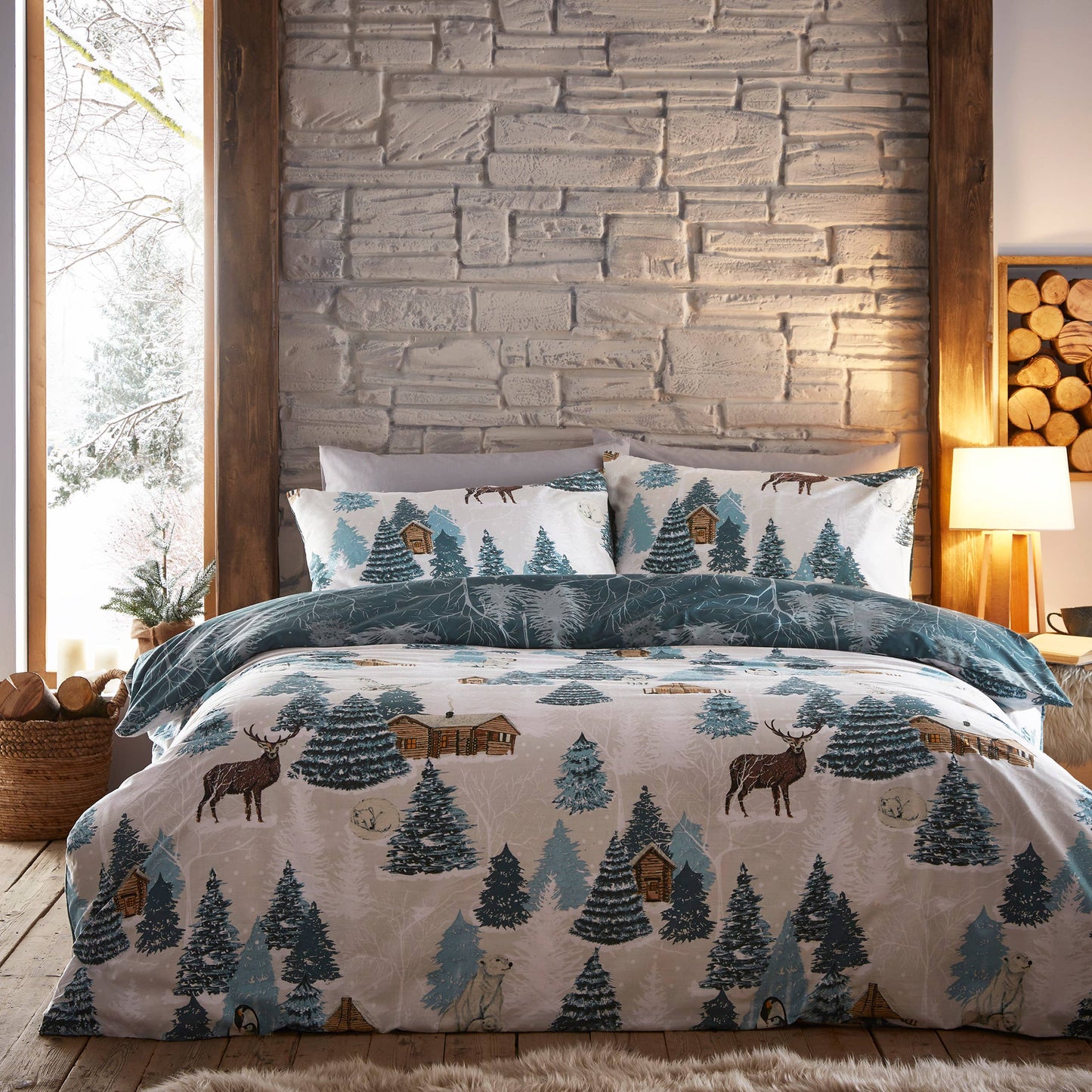 Arcticus Bettwäsche Waldtiere im Winter Wendebettwäsche vintage