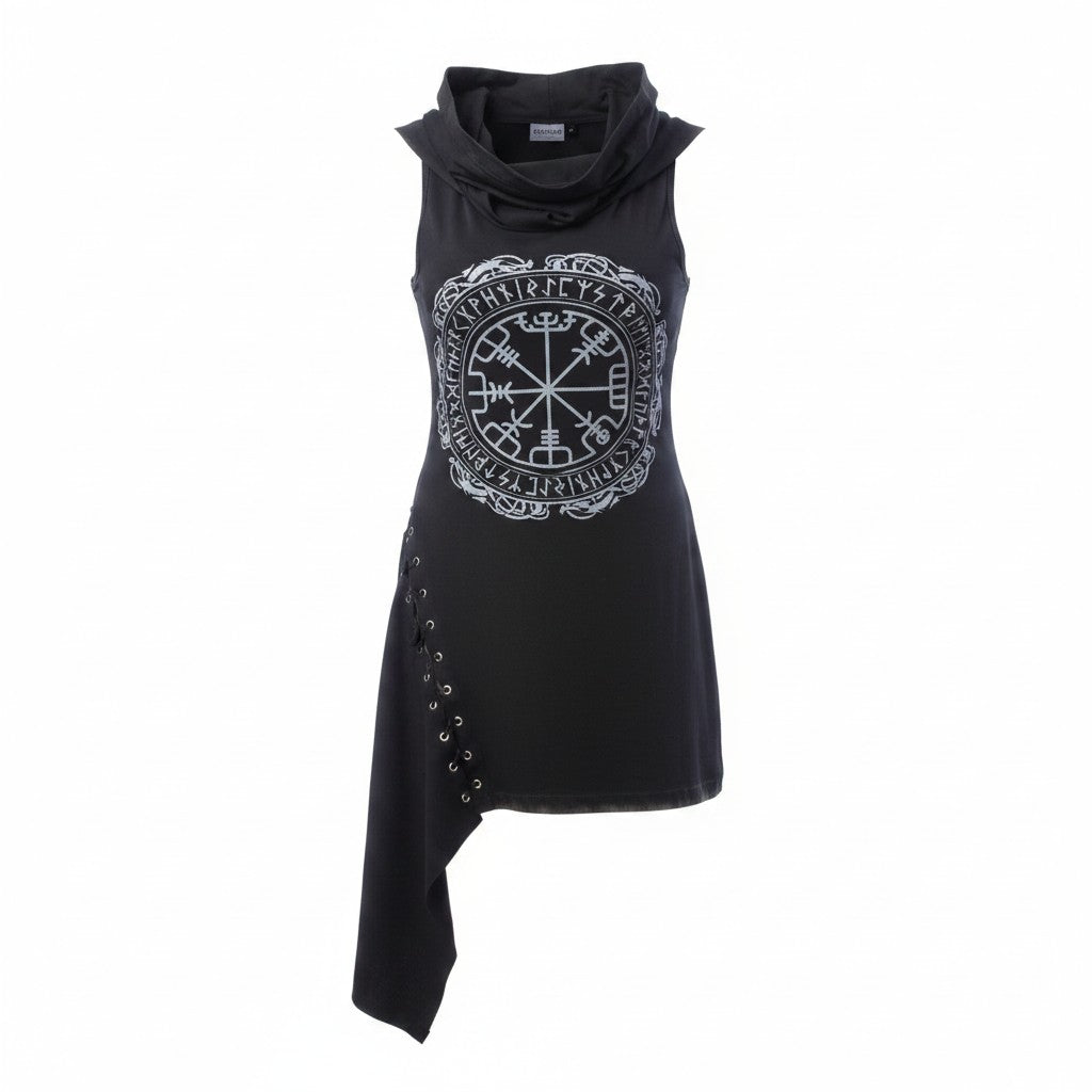 Viking Rune Hooded Dress – Ghost Mannequin Frontansicht