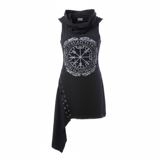 Viking Rune Hooded Dress – Ghost Mannequin Frontansicht