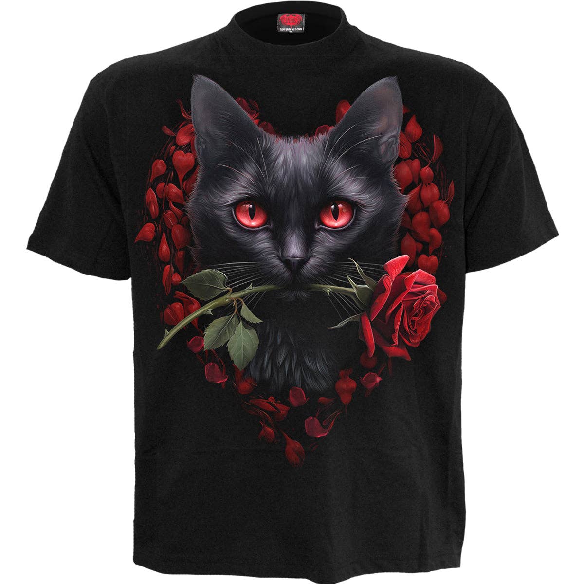 CAT'S LOVE - T-Shirt mit Frontprint Schwarz Spiral