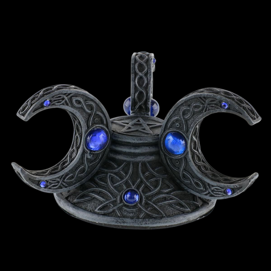 Fantasy Glaskugelhalter mit Halbmond Gothic Deko