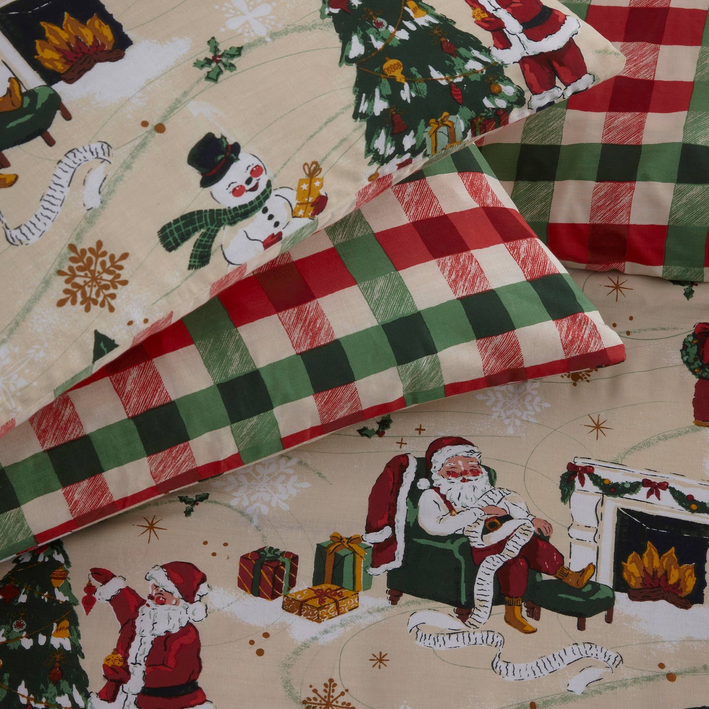 Vintage Bettwäsche Set Weihnachtsmann "Jolly Santa" Wendebettwäsche