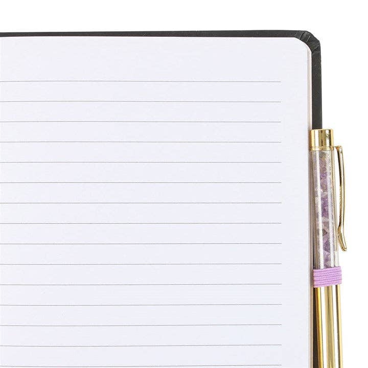 Süßes A5-Notizbuch mit Amethyst-Stift Fledermaus Katze