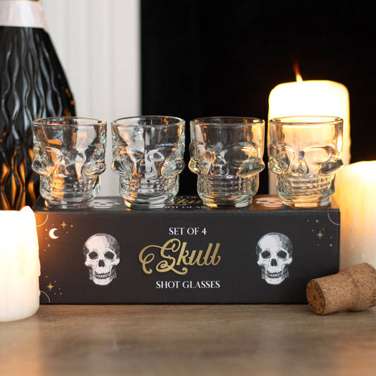 Schnapsgläser-Set mit Totenkopf, 4er-Set