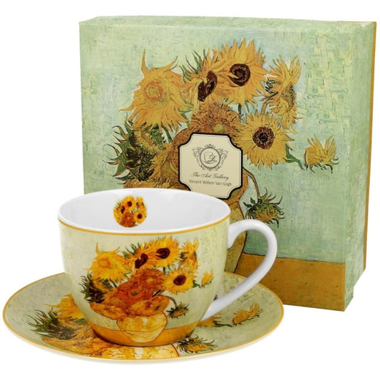 Vintage Duo Tasse mit Untertasse von Gogh Sonnenblumen