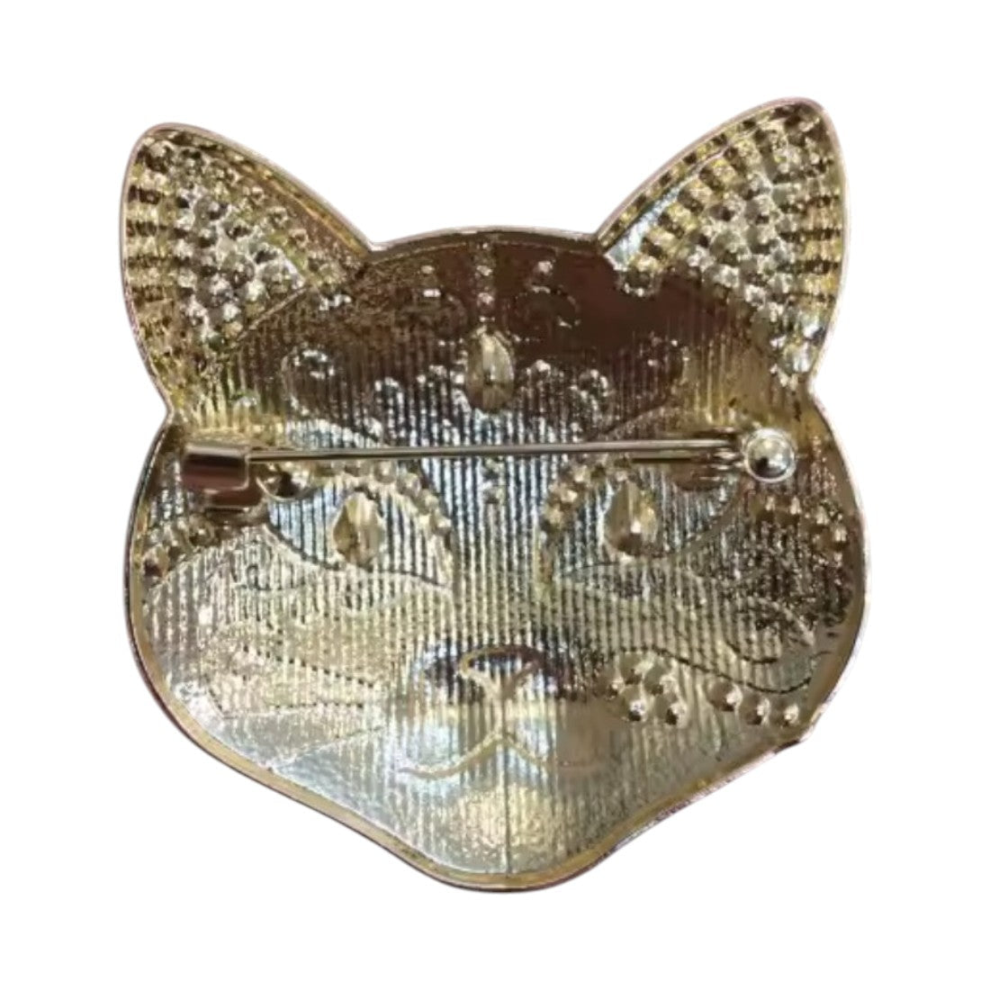 Vintage Masken-Brosche Katze Galaxy – Rückseite mit Nadelverschluss