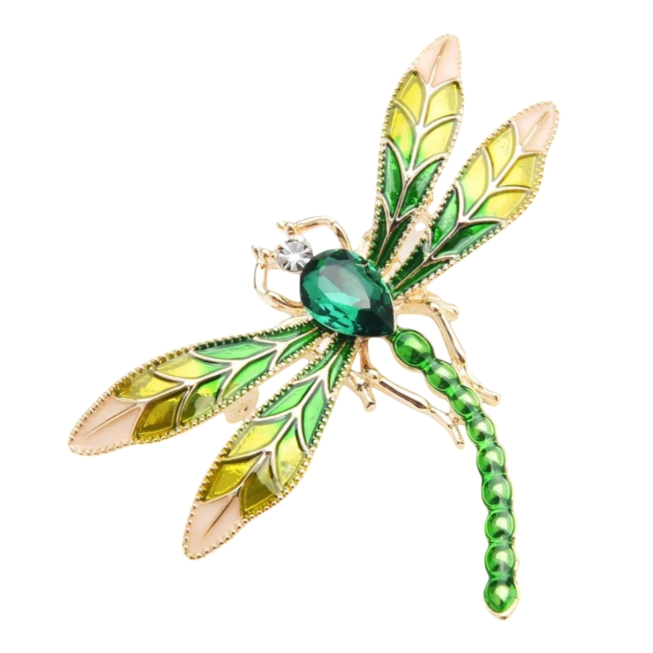 Elegante Art-Nouveau Libellen-Brosche mit Strass - Emaille Vintage-Stil