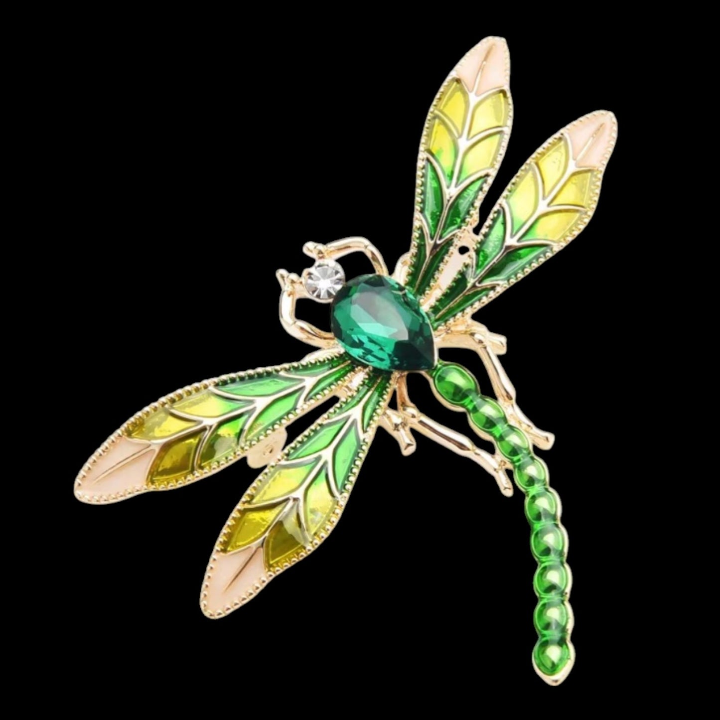 Elegante Art-Nouveau Libellen-Brosche mit Strass - Emaille Vintage-Stil