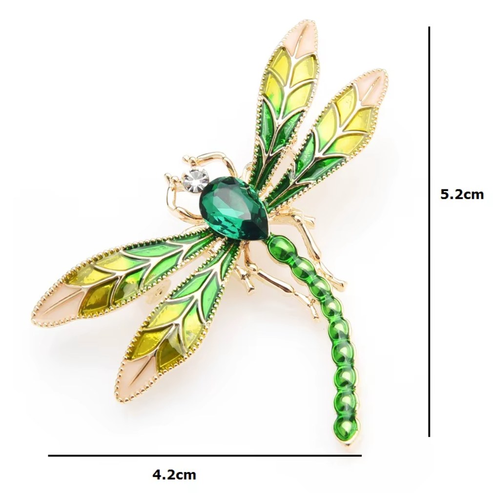 Elegante Art-Nouveau Libellen-Brosche mit Strass - Emaille Vintage-Stil