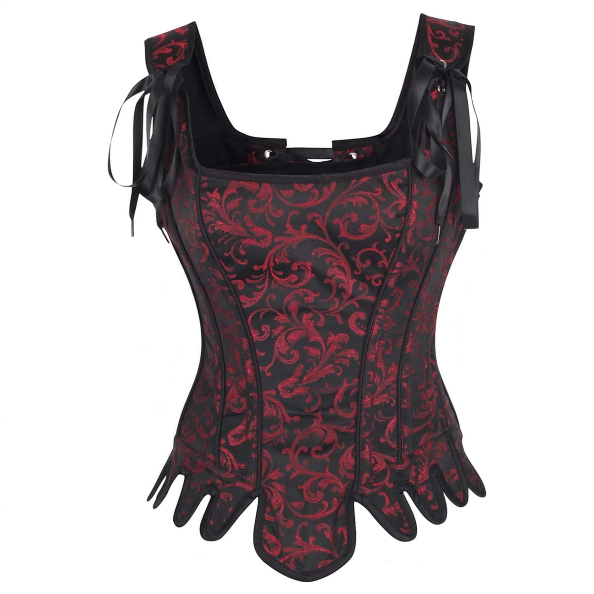Vintage Gothic Korsett Mieder barock Vollbrustkorsett schwarz-rot