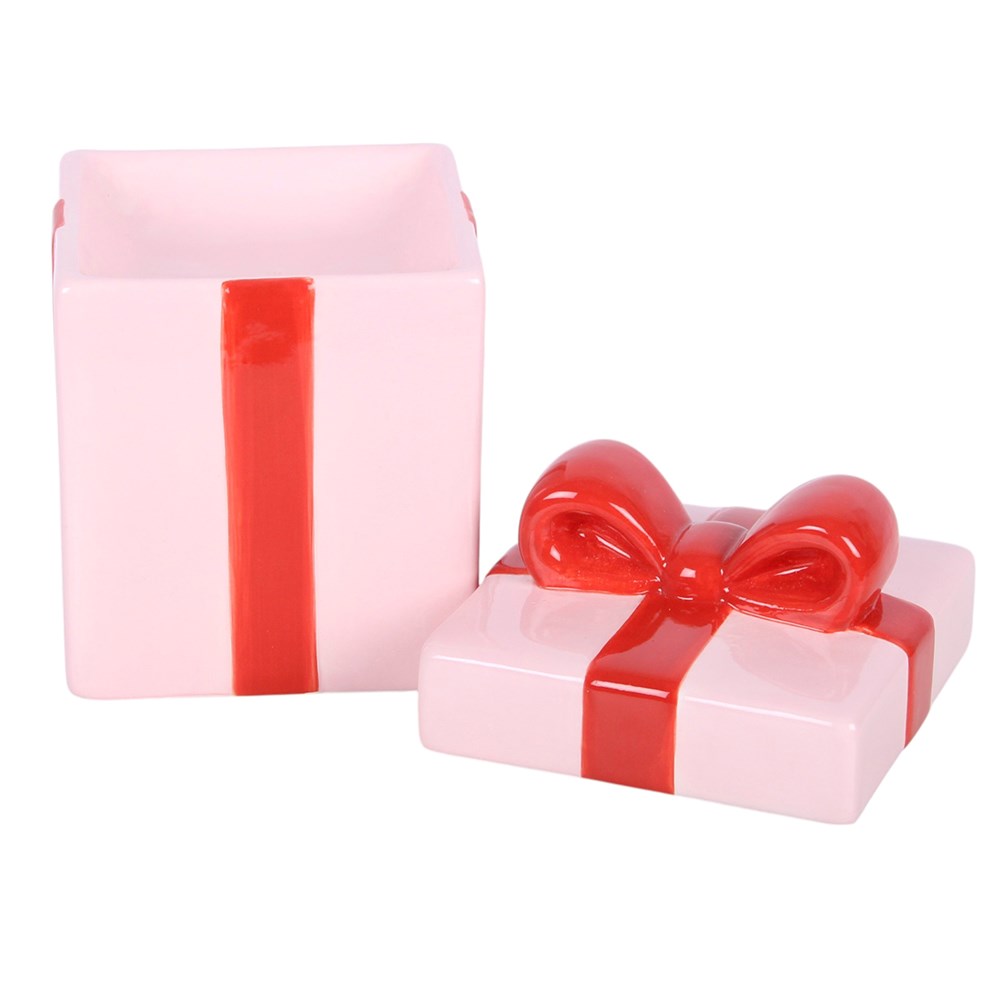 Gift Box Ceramic Tealight Holder – Deckel abgenommen, zwei Teile