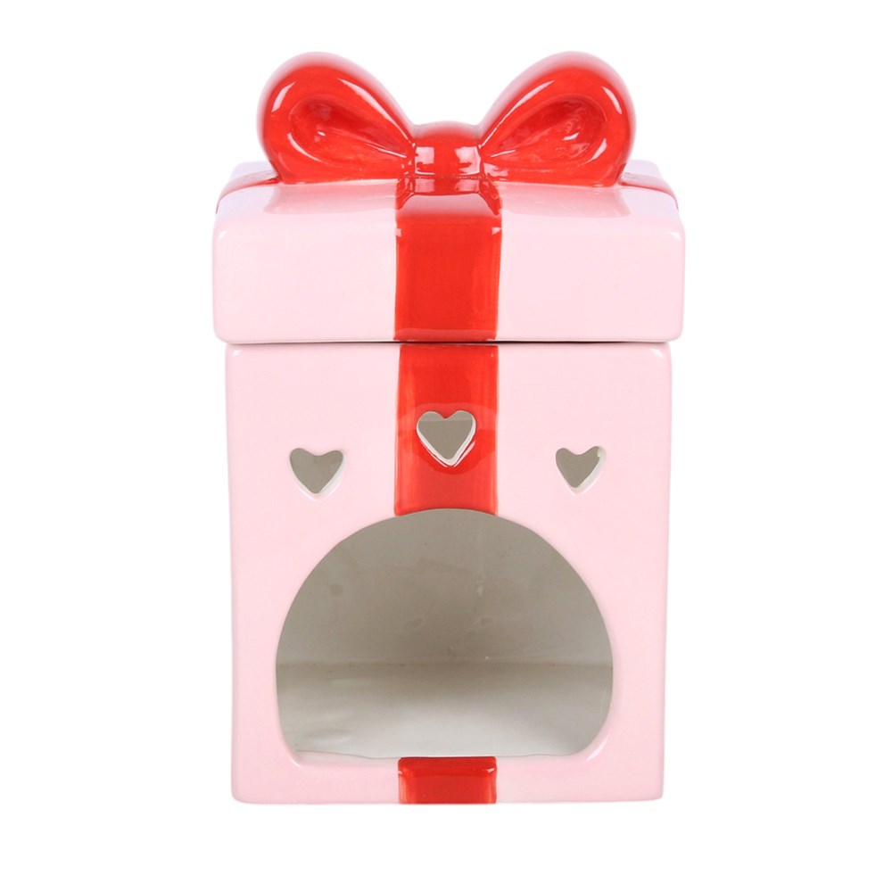Gift Box Ceramic Tealight Holder – Frontansicht Herz-Ausschnitte