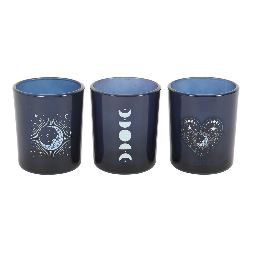 Teelichthalter Blue Moon 3-teilig Gothic Deko Kerzenhalter