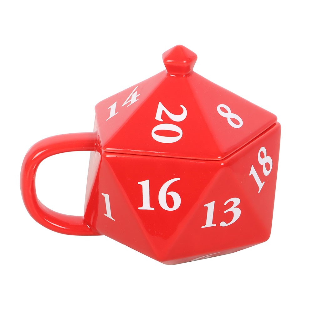 Rollenspieler D20 Würfel Gaming Tasse Becher in rot in 3D