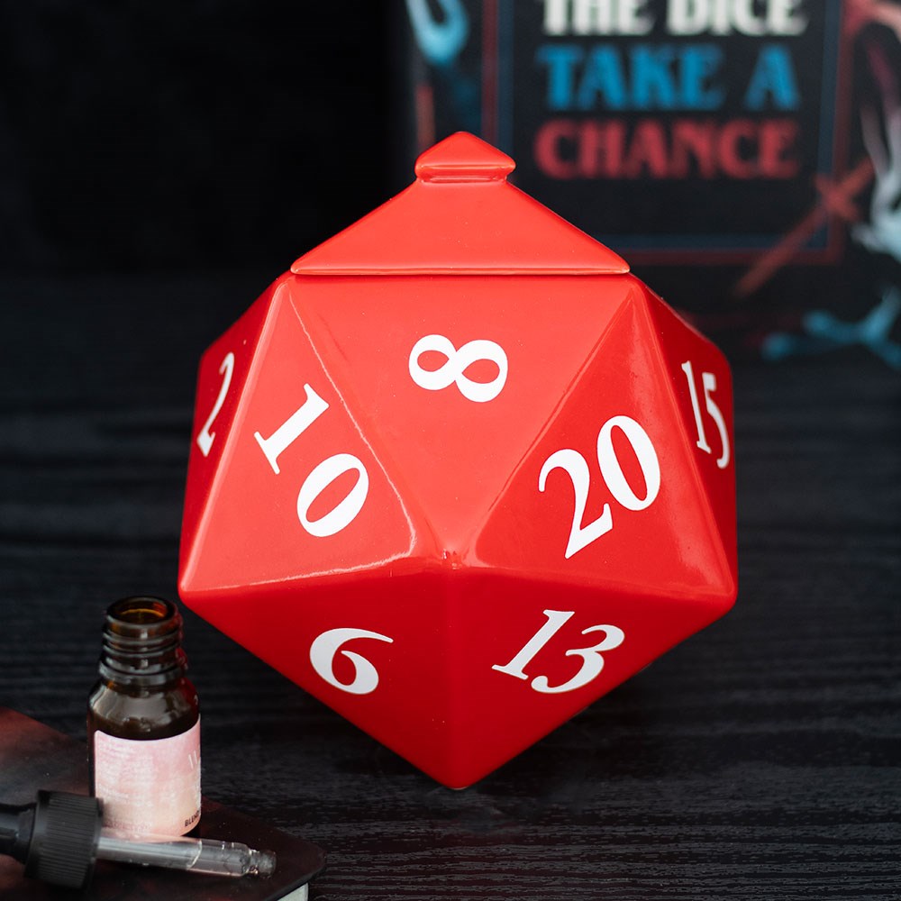 Rollenspieler D20 Würfel Gaming Duftlampe in rot in 3D